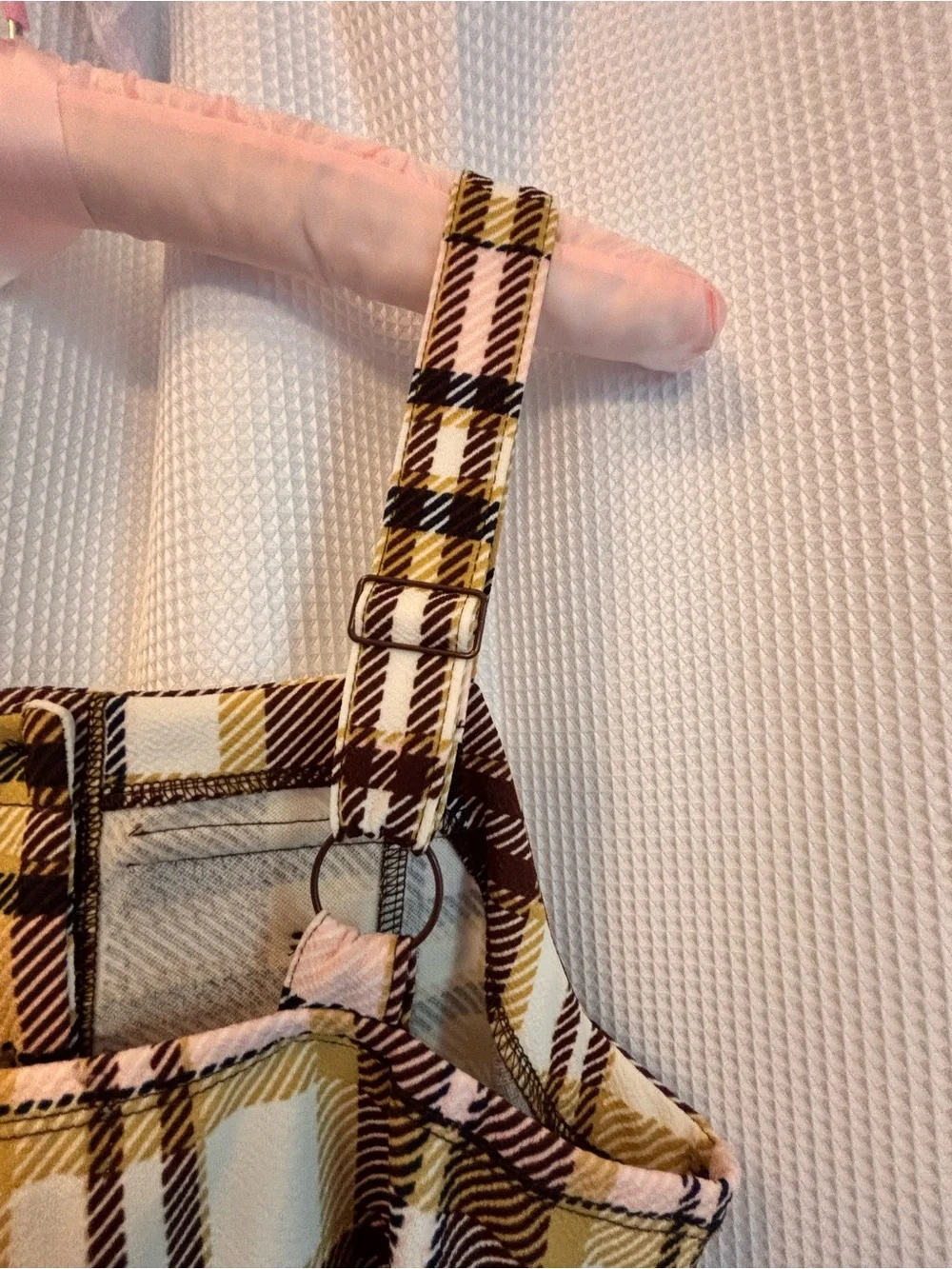 Almost Famous Plaid Mini Dress Tie Belt SZ M 90's Retro